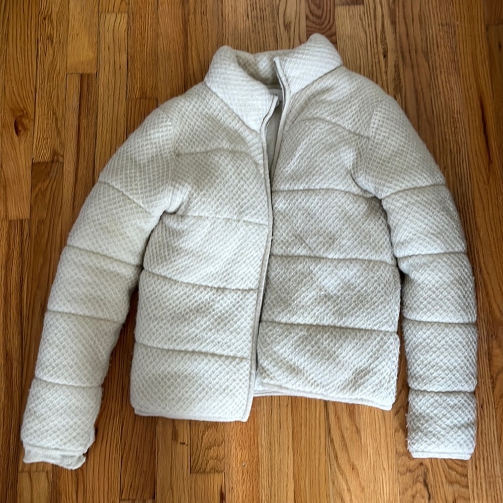 Cream Waffle Knit Puffer-XS